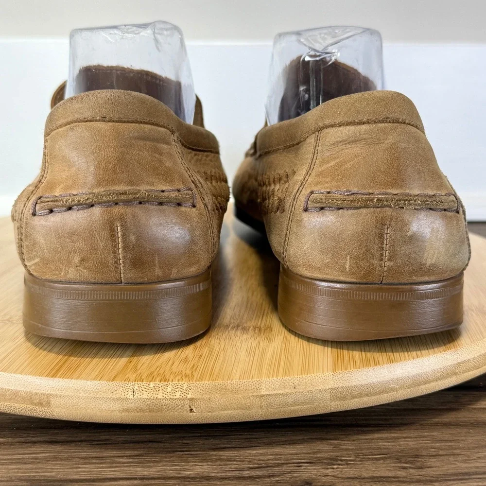 Good Johnston & Murphy Woven Loafers Men's 11.5 M Tan Sheepskin 20-0562